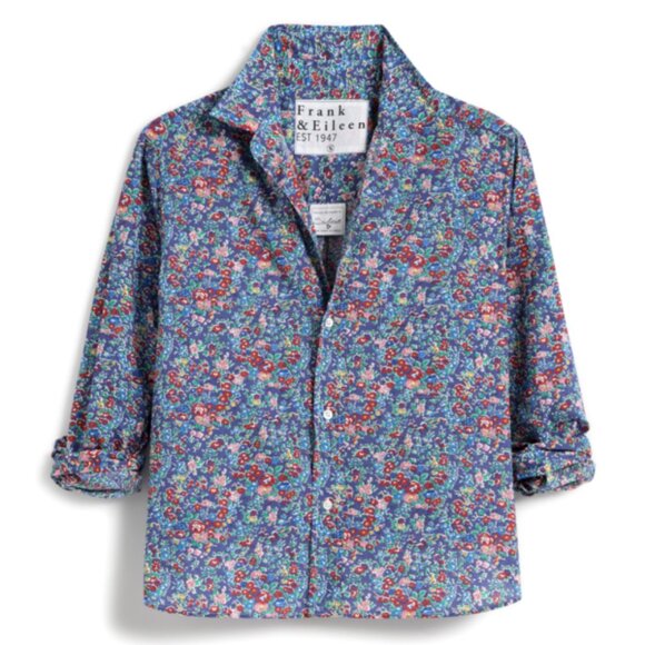 Frank & Eileen Tops - Frank & Eileen Blue Floral Silvio Untuckable Button Shirt - XS/S, relaxed fit!